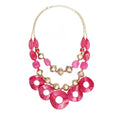 Fuchsia and Gold Tone DiscLayered Necklace - Reed House of Jewels