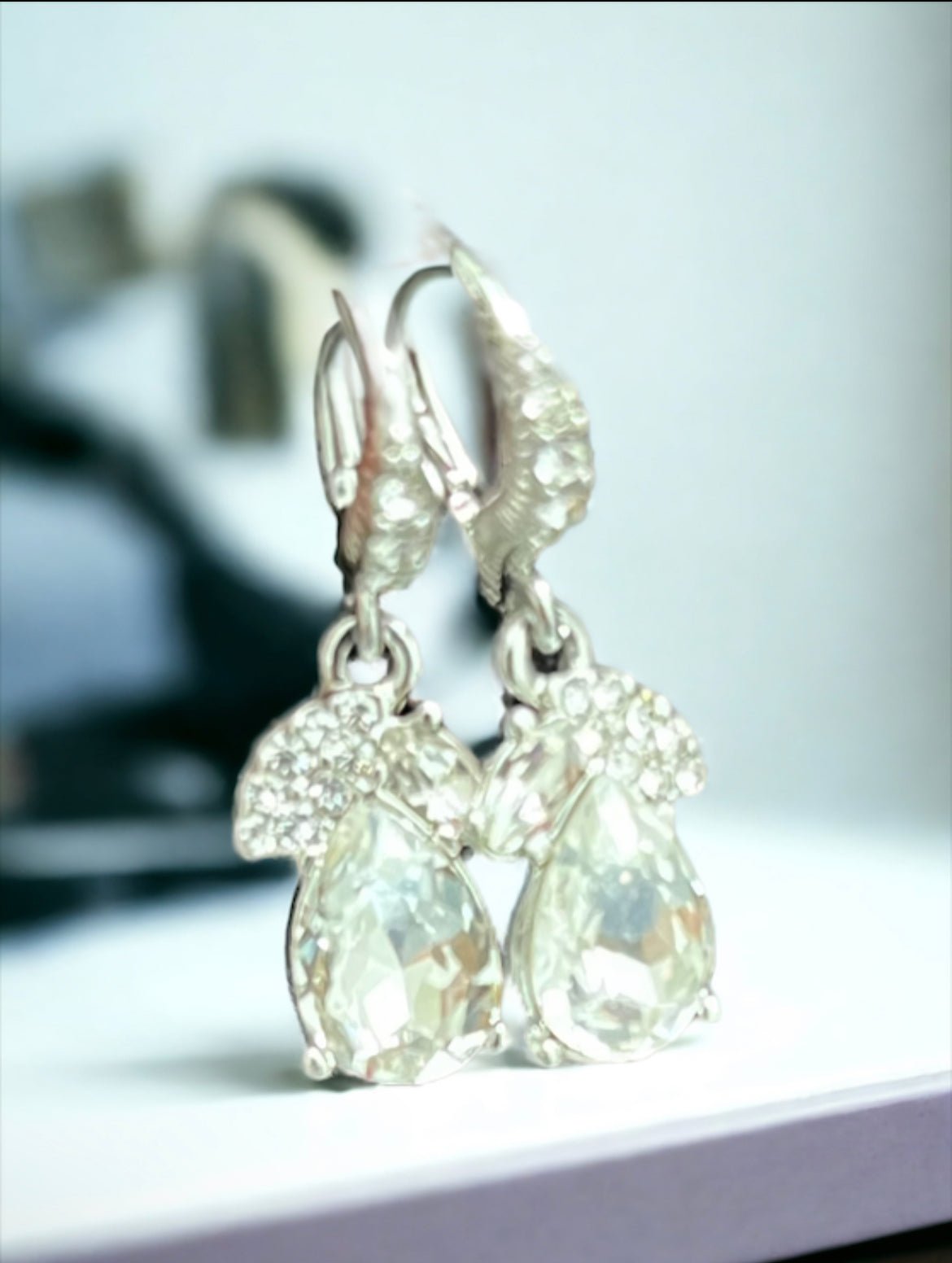 Silver Tone Crystal Statement Necklace & Matching Drop Earrings 2 - Piece Set - Reed House of Jewels