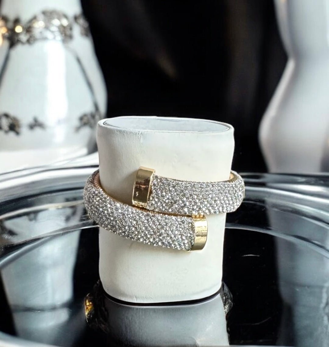 Rhinestone Crusted Wrap Gold Cuff - Reed House of Jewels