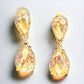 Gold Tone and Light Topaz Crystal Double Teardrop Post Earrings - Reed House of Jewels