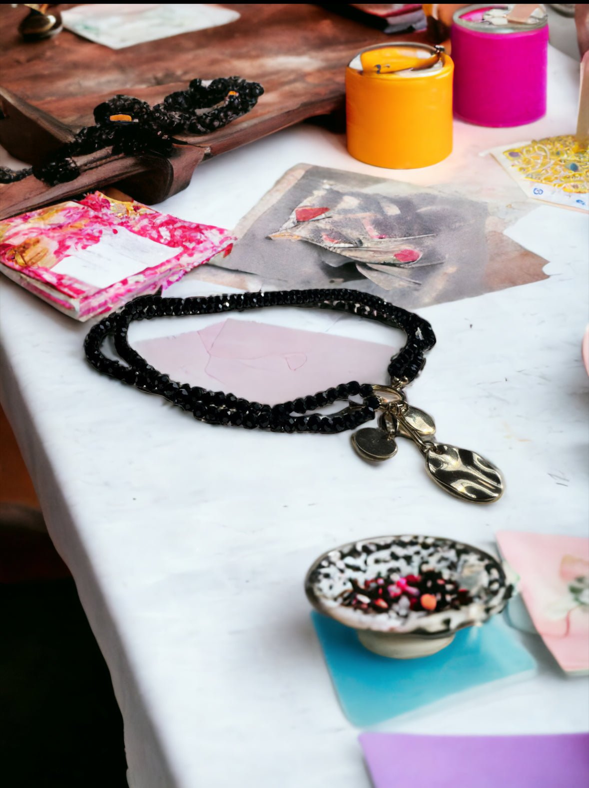 Jet Black and Gold Tone Necklace - Reed House of Jewels