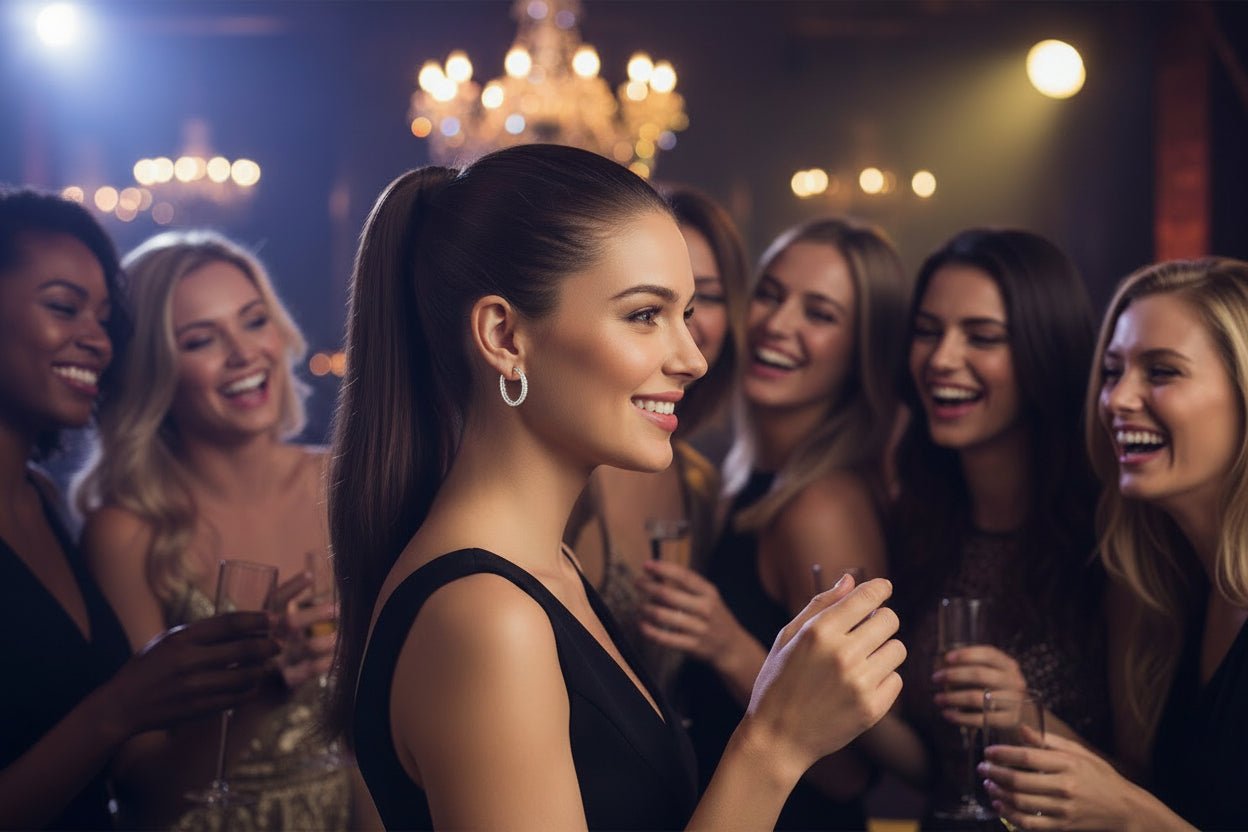 30mm Silver and Crystal Hoop Earrings - Reed House of Jewels