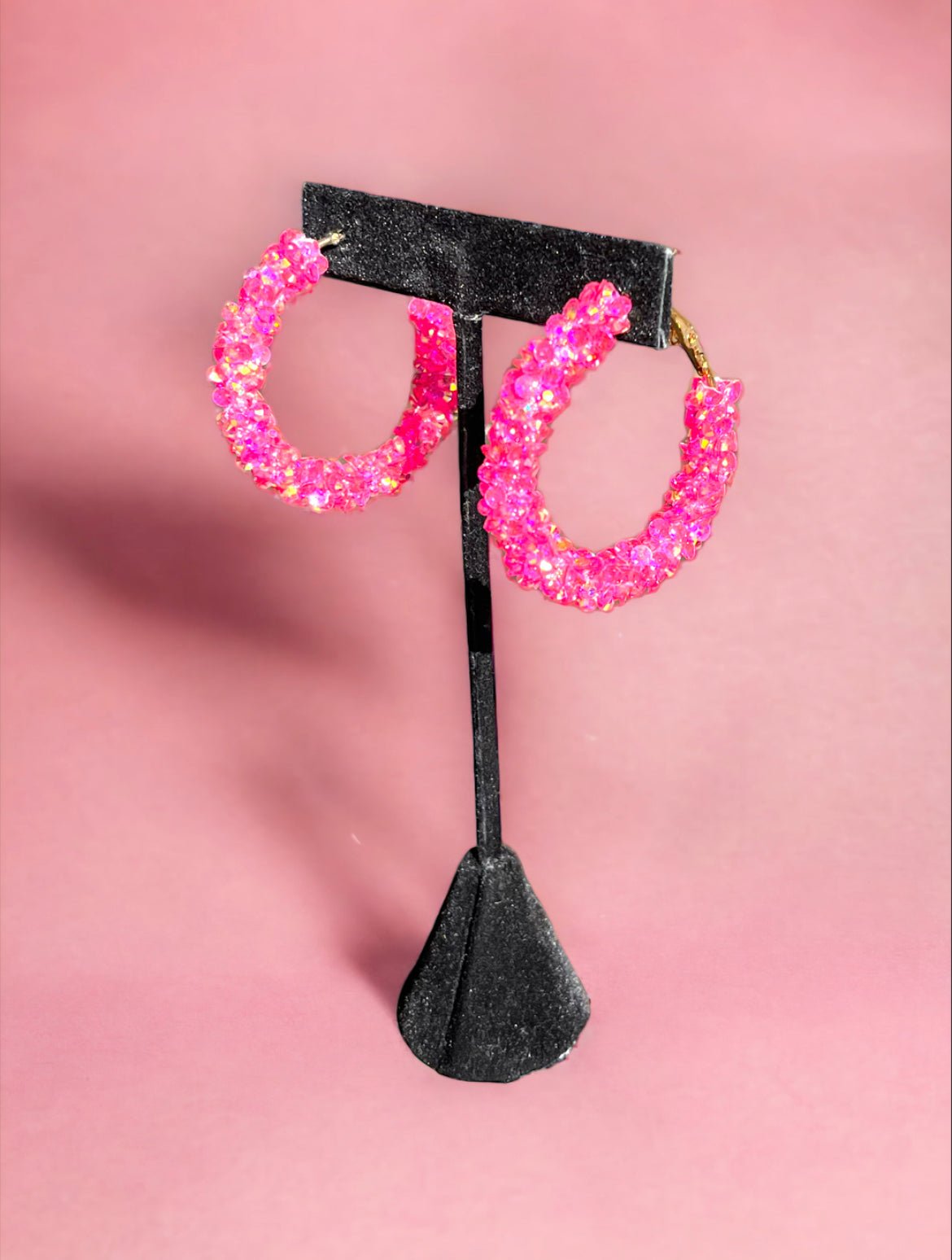 Hot Pink Beaded Hoops - Reed House of Jewels