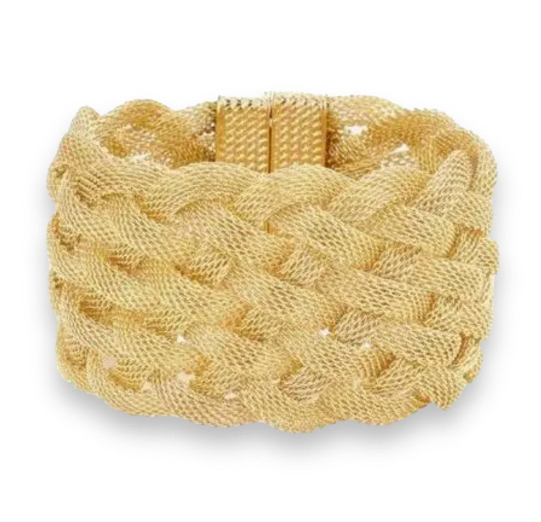 Gold Tone Braided Mesh Detail Bracelet - Reed House of Jewels