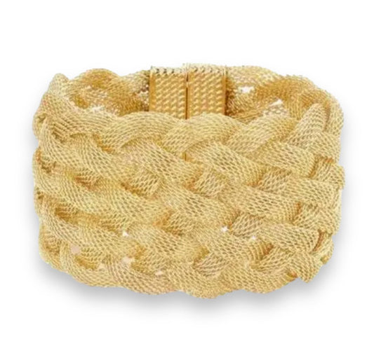 Gold Tone Braided Mesh Detail Bracelet - Reed House of Jewels