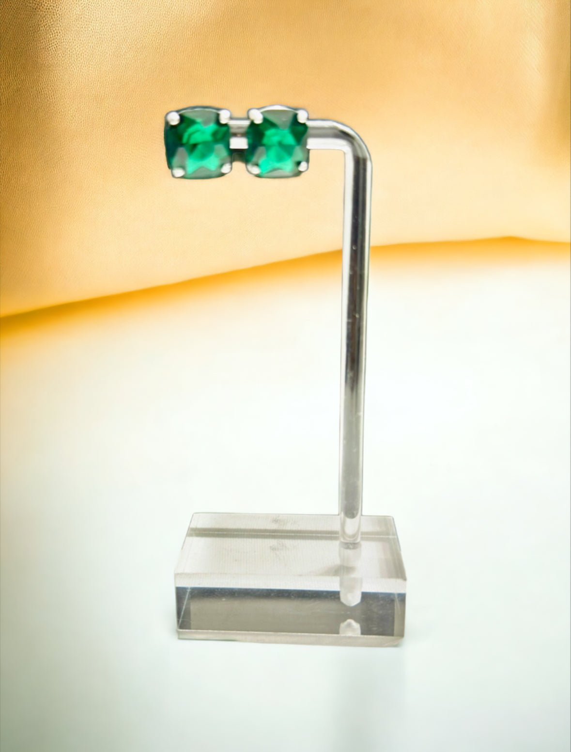 Large Emerald Crystal Square Stud Earrings - Reed House of Jewels