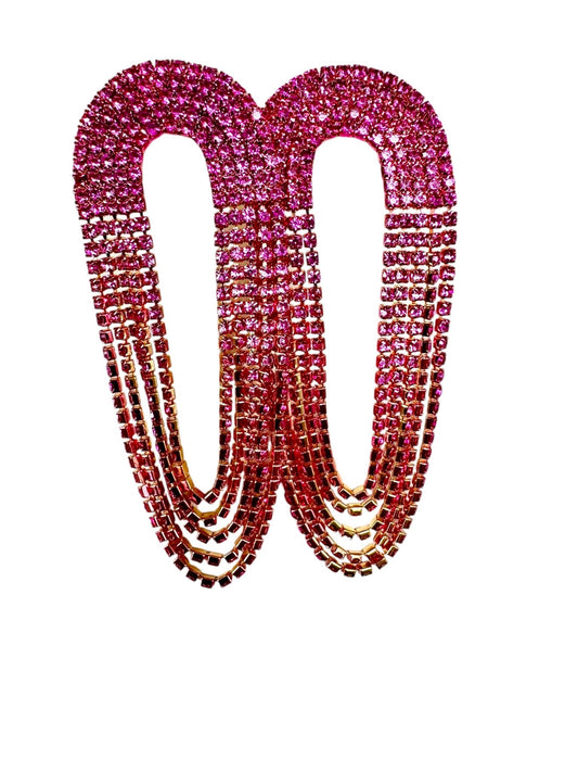 Pink Crystal Oval Drape Earrings - Reed House of Jewels