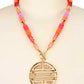 Beaded Geo-Link Shou Pendant Necklace