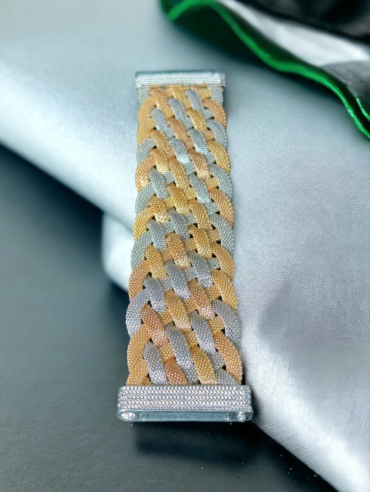 Two Tone Braided Mesh Detail Bracelet - Gold/Silver - Reed House of Jewels