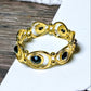 Gold Tone Open Disc with Jet Stone Accents Bracelet - Reed House of Jewels