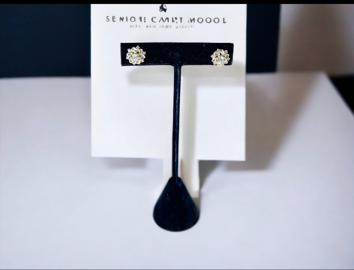 Starburst Gold Tone and Crystal Earrings - Reed House of Jewels