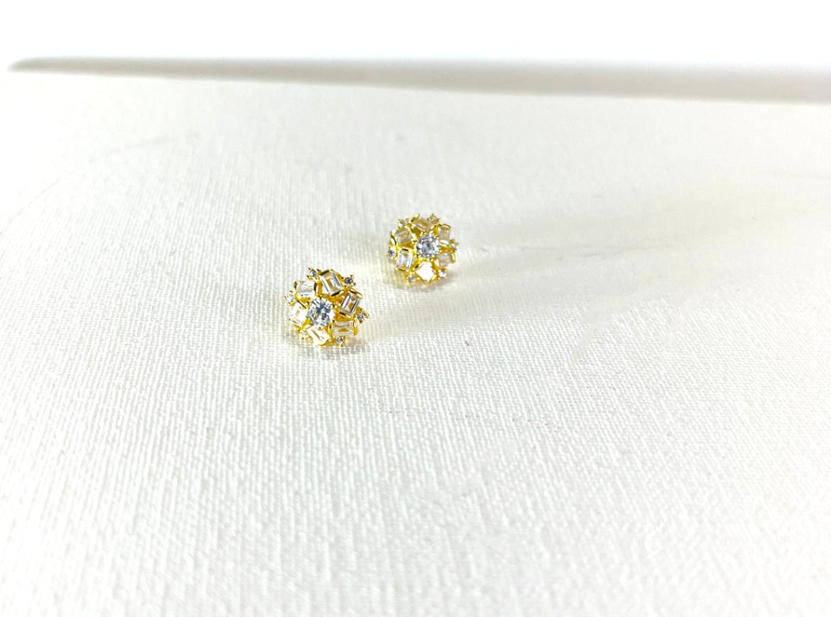 Starburst Gold Tone and Crystal Earrings - Reed House of Jewels