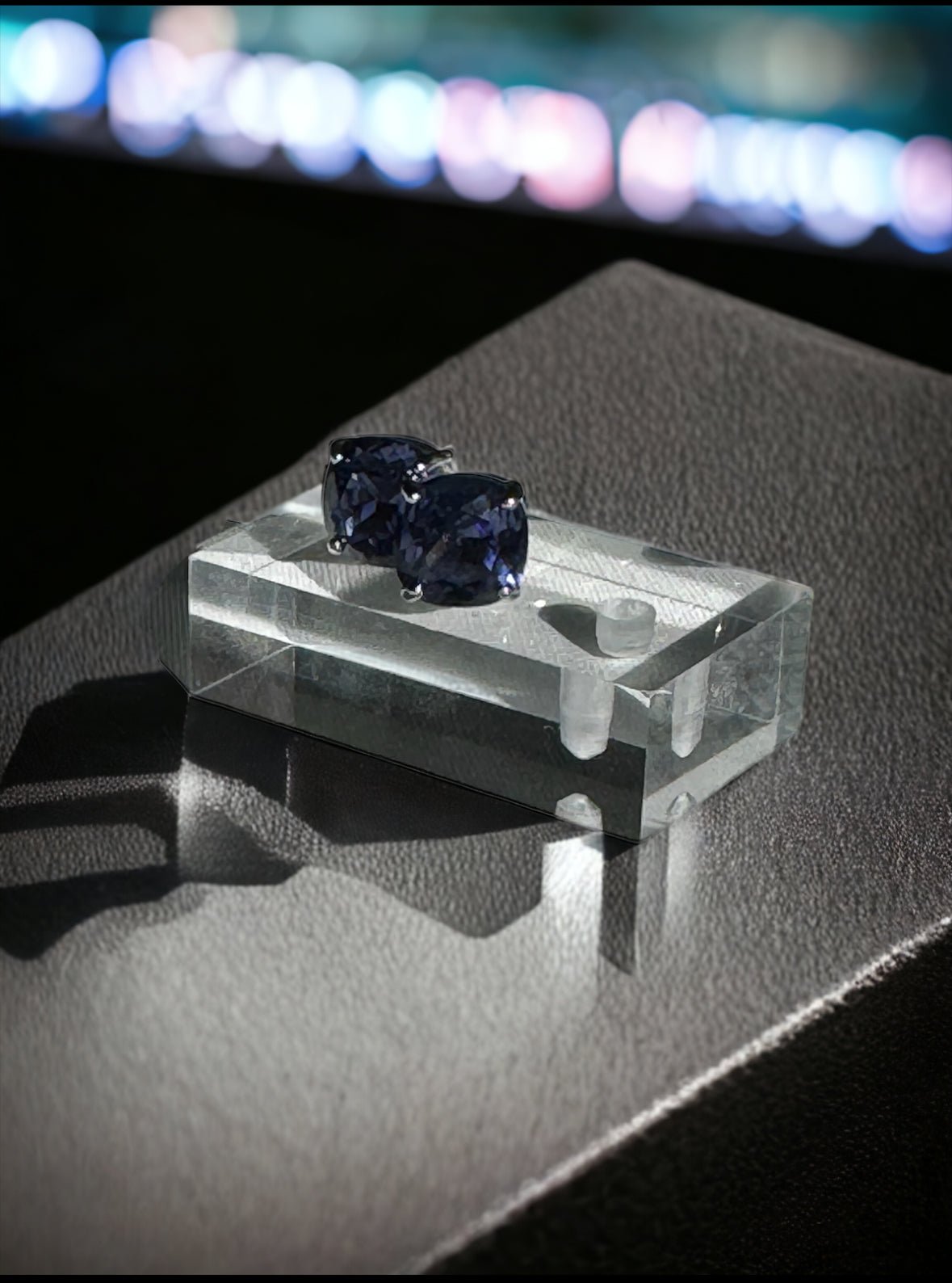 Large Deep Purple Crystal Square Stud Earrings - Reed House of Jewels