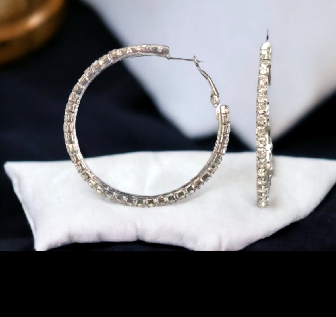 37mm Swarovski Crystal Rhinestone Spring Click - Lock Hoop Earrings - Reed House of Jewels