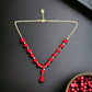 Red 17 Inch Cable Y Lariat Necklace - Reed House of Jewels