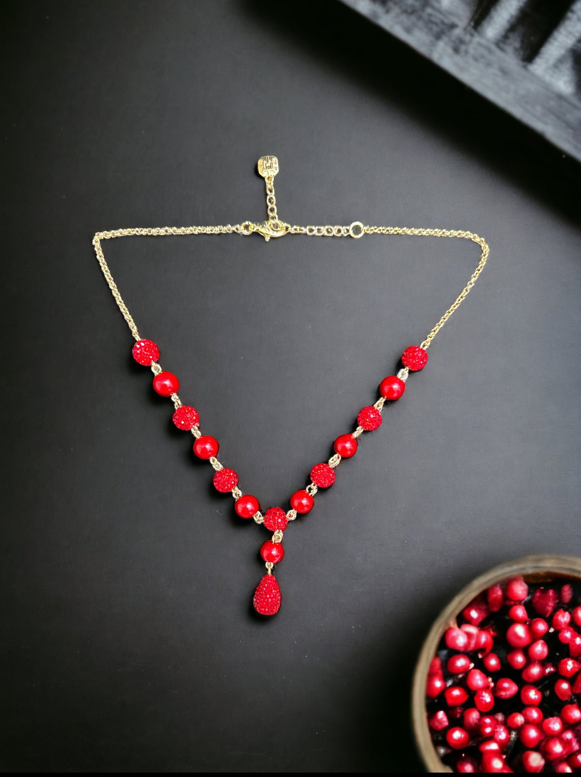 Red 17 Inch Cable Y Lariat Necklace - Reed House of Jewels