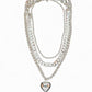 Silver Tone Multi - Layer Chain with Heart Pendant with Earrings Set - Reed House of Jewels