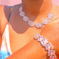 Gold Tone Pink Blossom Necklace and Bracelet Set - Reed House of Jewels