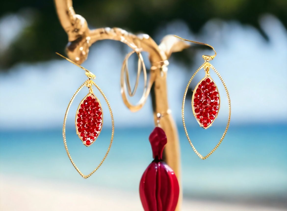Red Crystal Marquis Earrings - Reed House of Jewels