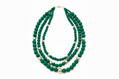 Chunky Triple Stand Green Beaded Necklace