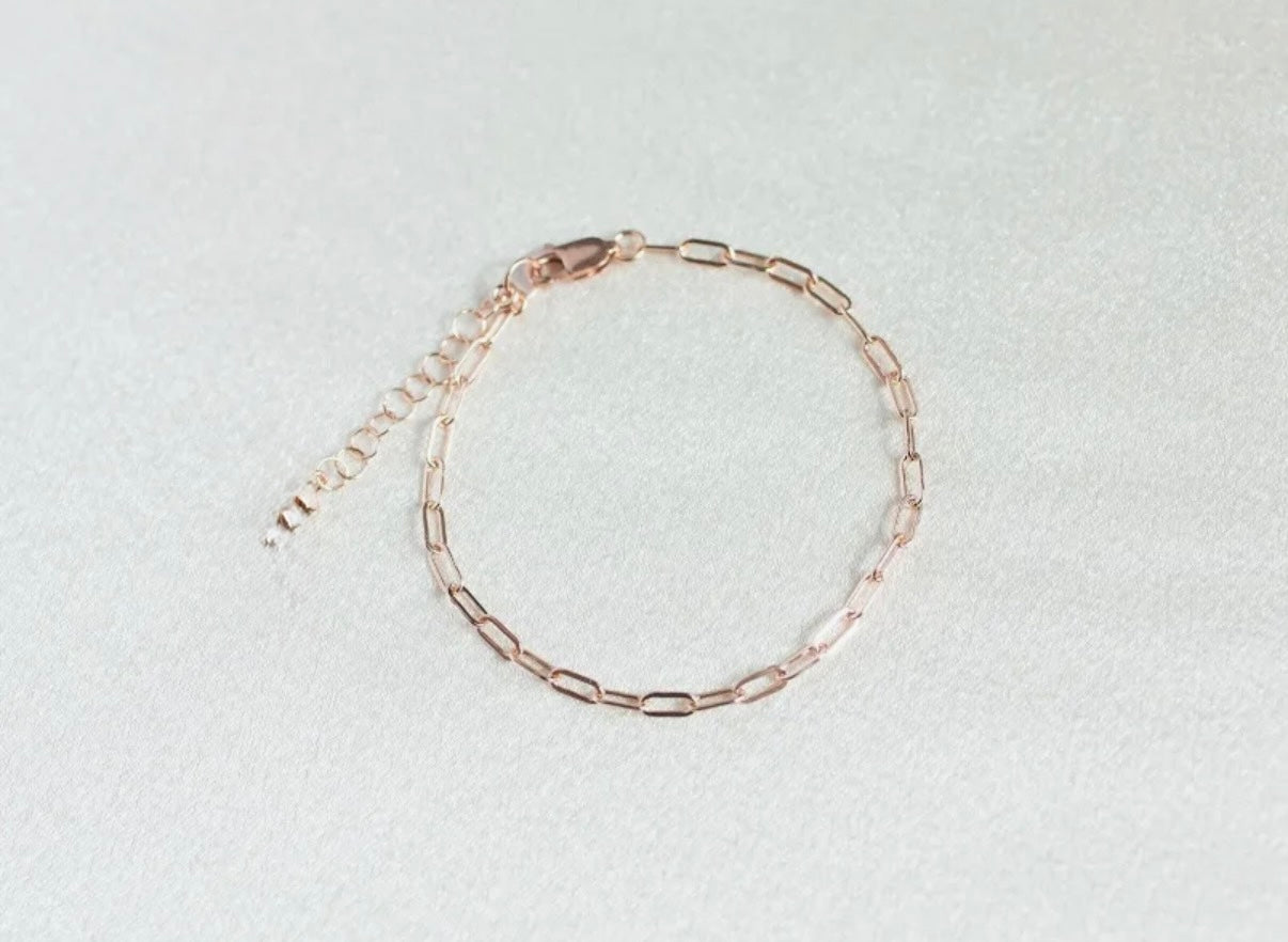 Rose Gold - Toned Paperclip Bracelet - Reed House of Jewels