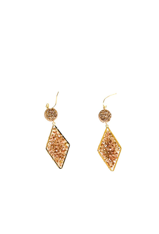 Mauve and Gold Diamond Shaped Earrings - Reed House of Jewels