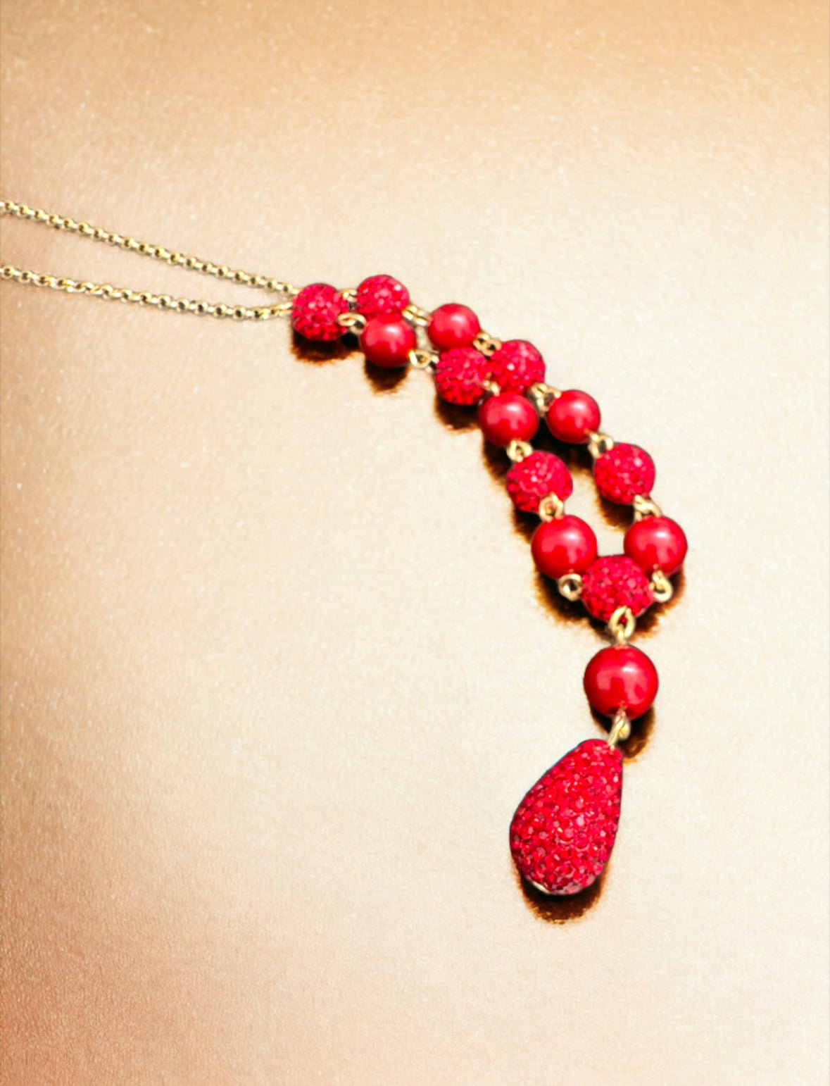Red 17 Inch Cable Y Lariat Necklace - Reed House of Jewels