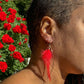 Open Leaf and Red Feather Earrings - Reed House of Jewels