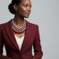 Chunky Red & White Faux Pearl Multi - Stand Statement Bib Necklace - Reed House of Jewels