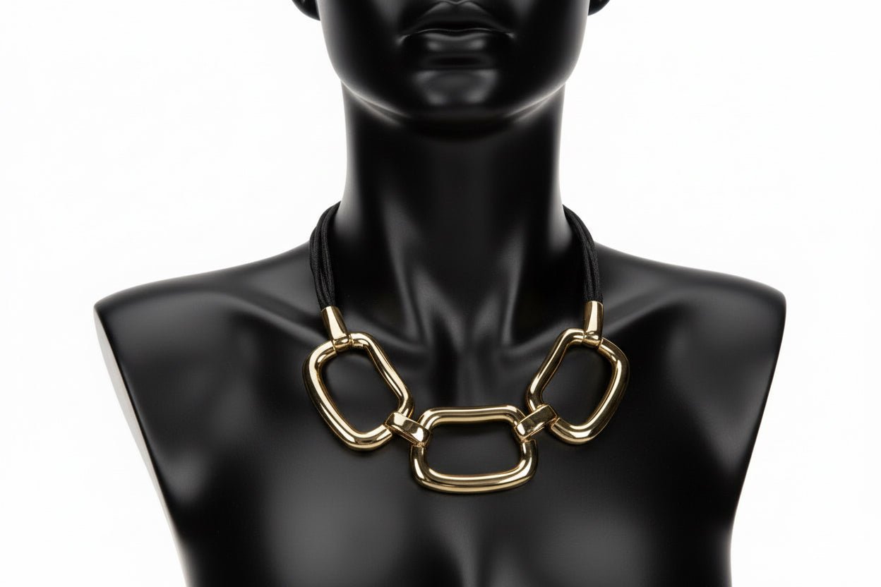 Black Multi - Stand Cord and Gold Necklace - Reed House of Jewels