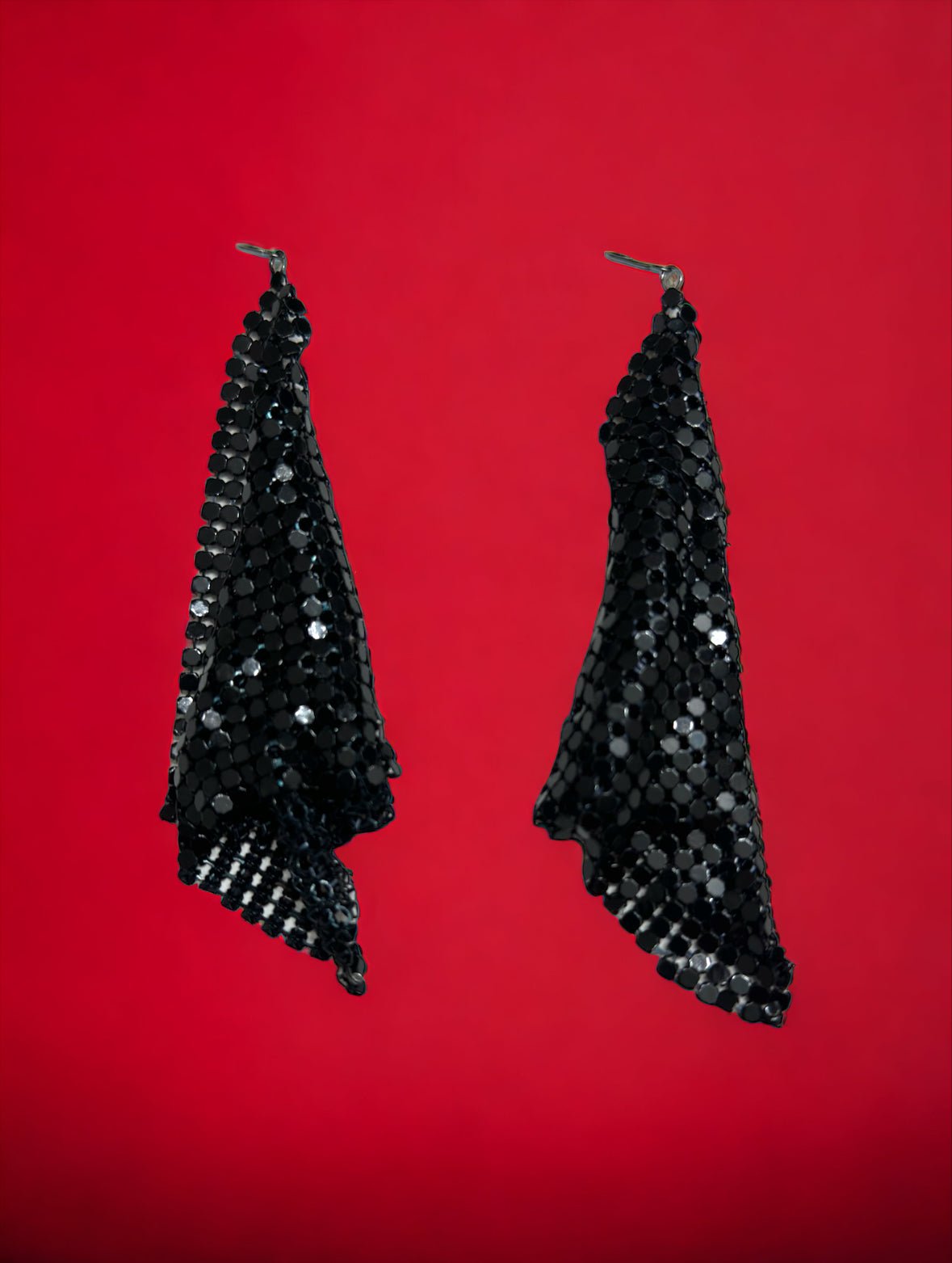 Jet Black Mesh Drop Earrings - Reed House of Jewels