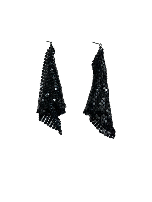 Jet Black Mesh Drop Earrings - Reed House of Jewels