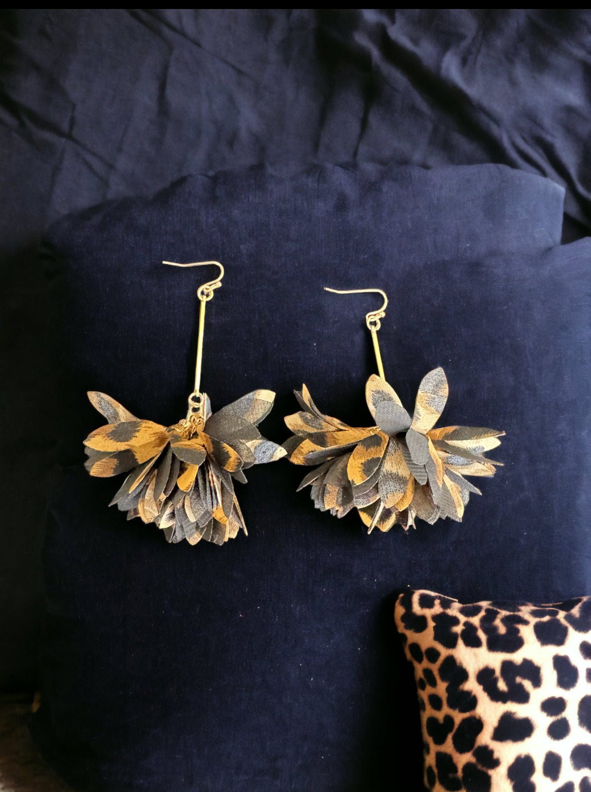 Leopard Print Drop Petal Long Earrings - Reed House of Jewels