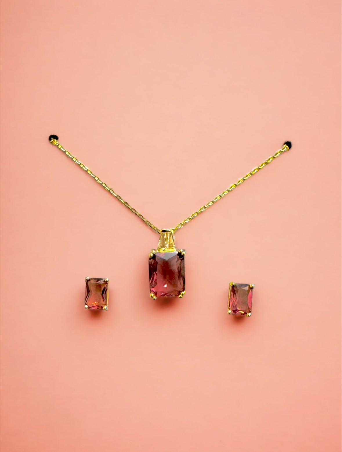 Cubic Zirconia 14K Gold Over Brass Rectangular 2 - pc Jewelry Set - Reed House of Jewels
