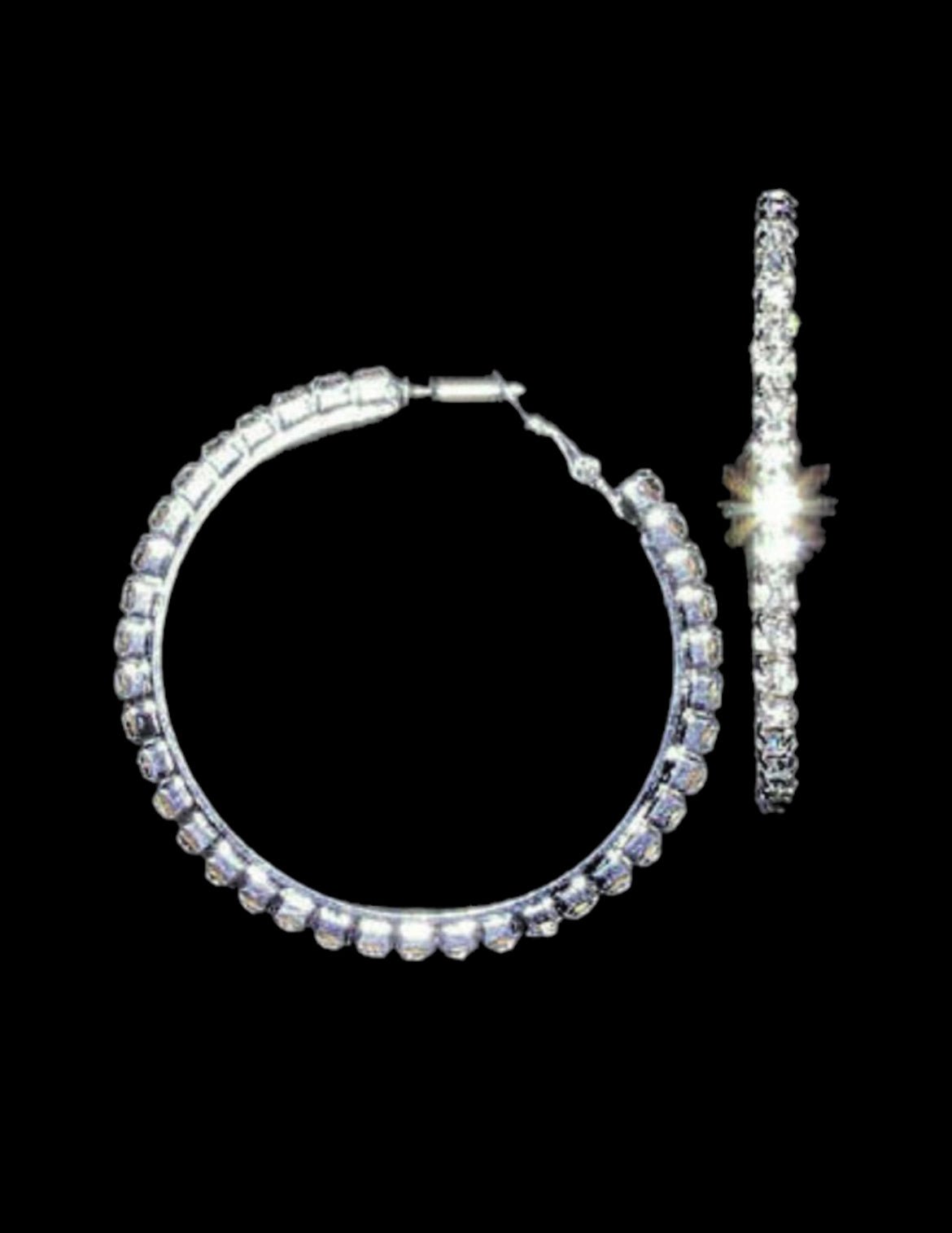 37mm Swarovski Crystal Rhinestone Spring Click - Lock Hoop Earrings - Reed House of Jewels