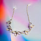 3 Leaf Floral Crystal and Gold Tone Paperclip Necklace - Reed House of Jewels