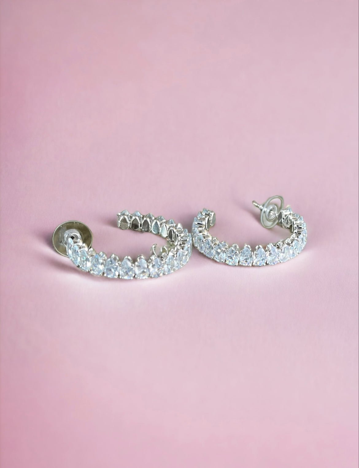 Silver Tone CZ 35 Millimeter Hoop Earrings - Reed House of Jewels