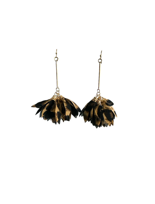 Leopard Print Drop Petal Long Earrings - Reed House of Jewels