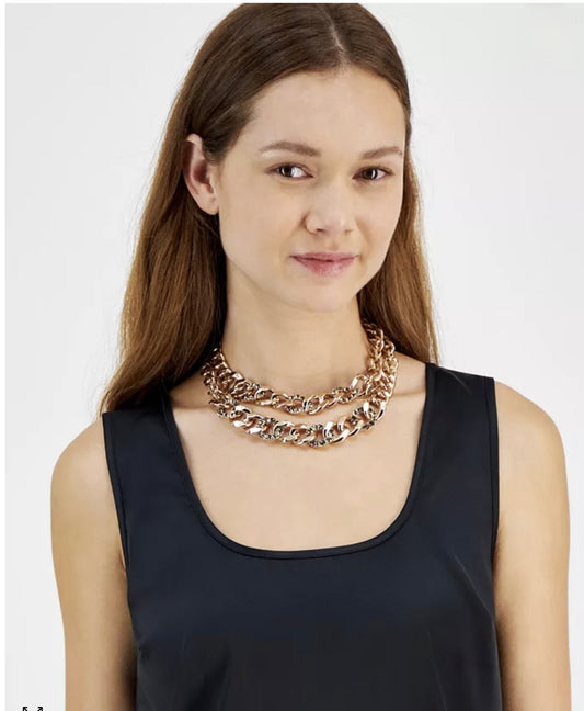 Grey Crystals Layered Chain Necklace - Reed House of Jewels