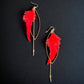 Open Leaf and Red Feather Earrings - Reed House of Jewels