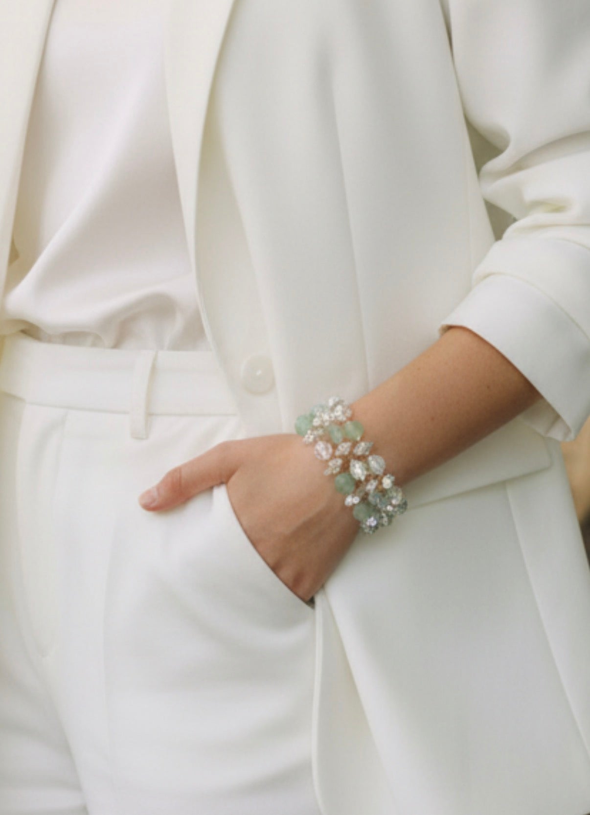 Clear Crystal and Mint Green 3 pcs. Stack - Reed House of Jewels