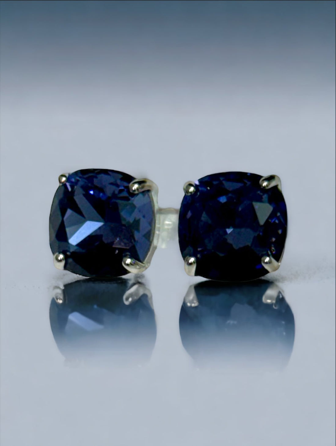 Large Deep Purple Crystal Square Stud Earrings - Reed House of Jewels