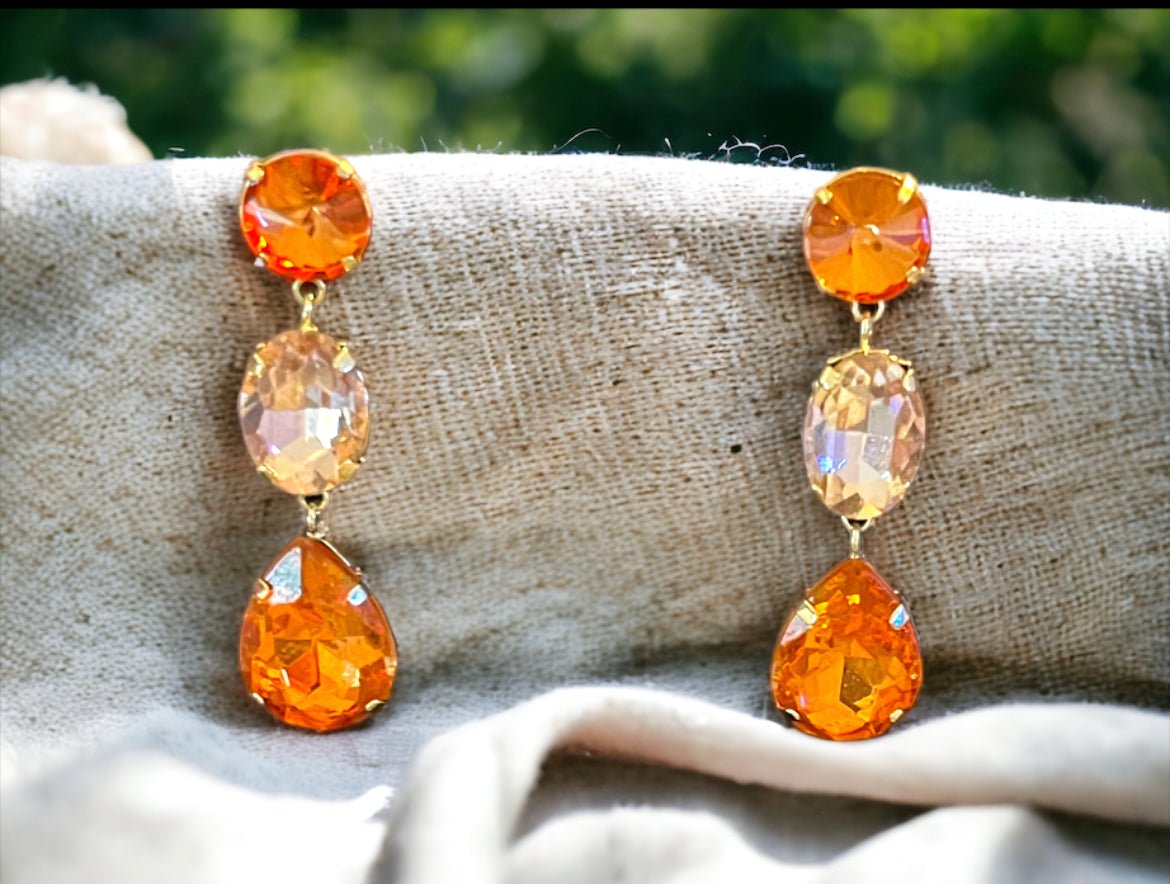 Orange and Pink Drop Earrings - Reed House of Jewels