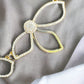 3 Leaf Floral Crystal and Gold Tone Paperclip Necklace - Reed House of Jewels