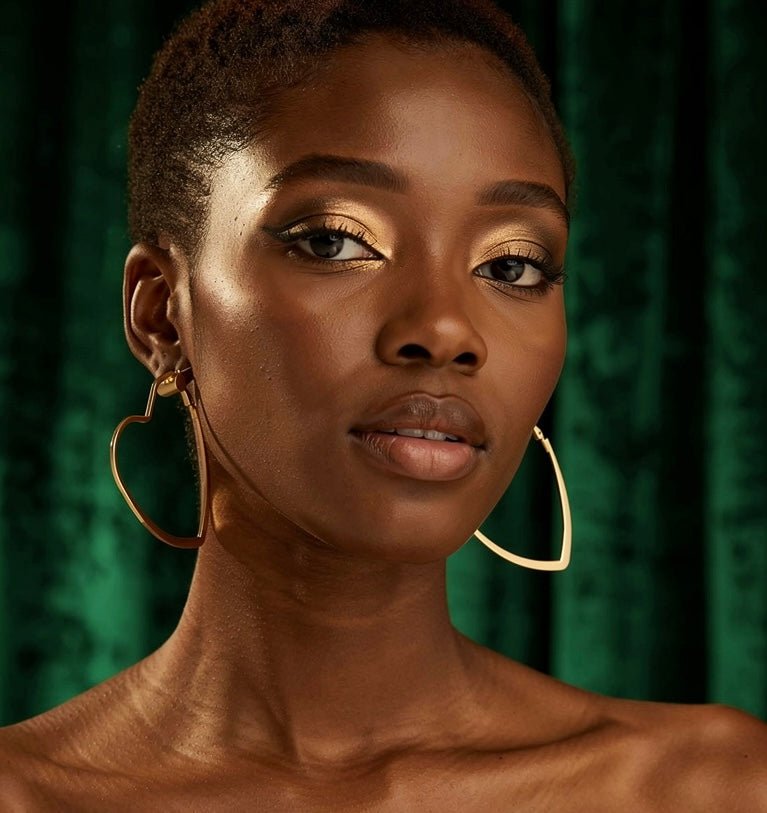 Gold Tone Flat Heart Hoop Earrings - Reed House of Jewels