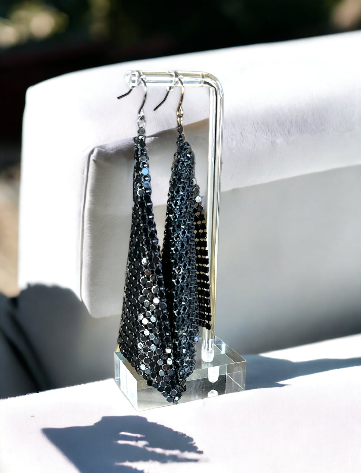 Jet Black Mesh Drop Earrings - Reed House of Jewels