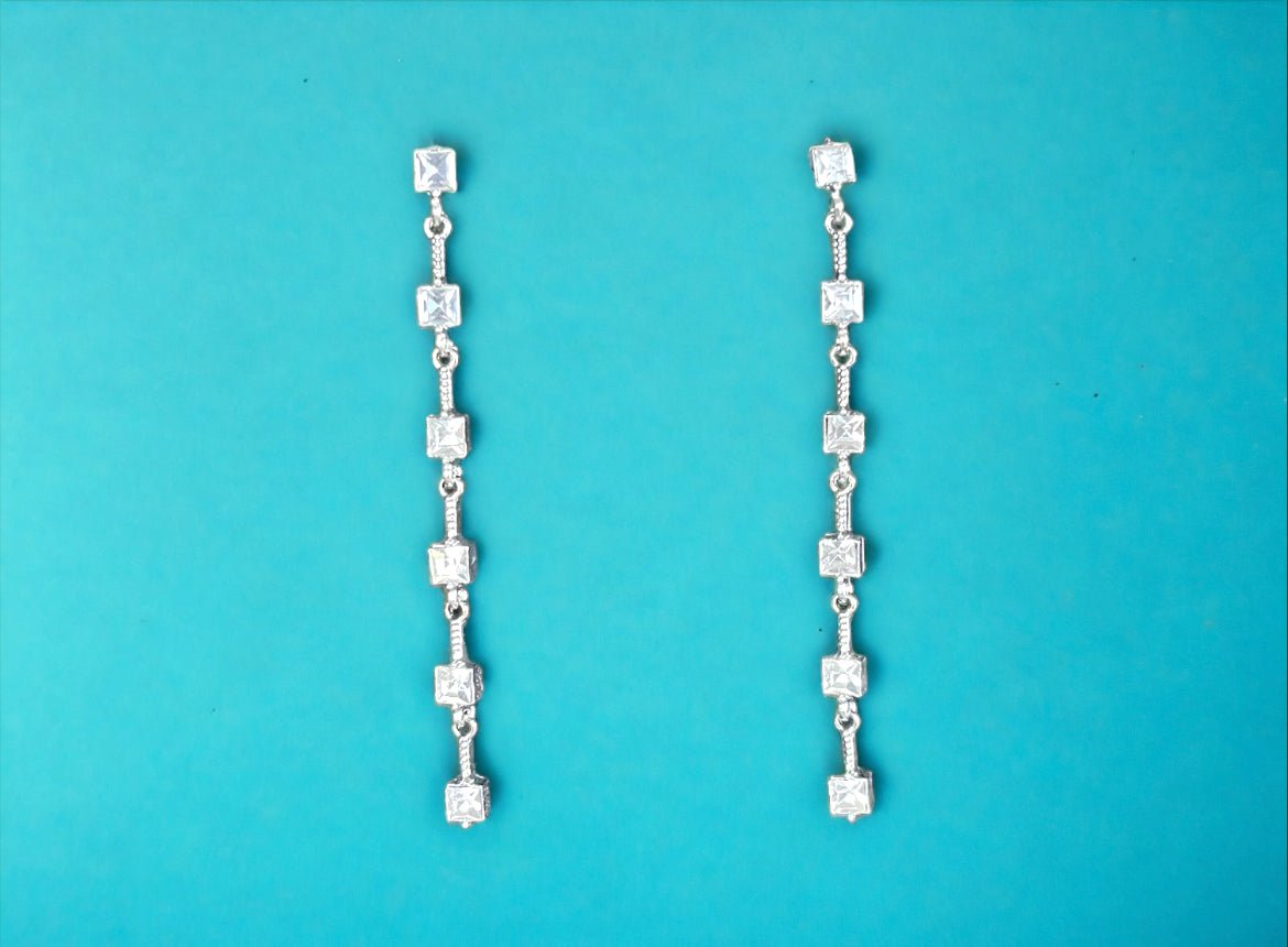 Silver Tone and Cubic Zirconia Dangle Earrings - Reed House of Jewels