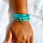 Teal Tree of Life Beaded Bracelet Stack