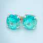 Large Aqua Crystal Square Stud Earrings - Reed House of Jewels