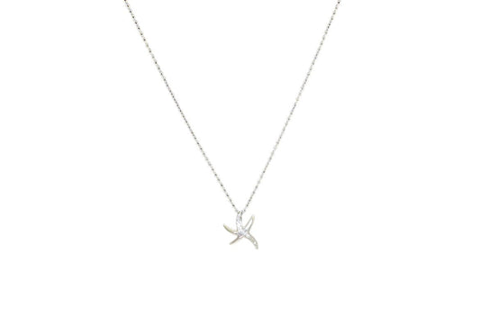 Silver Tone and Crystal Small Starfish Necklace - Reed House of Jewels